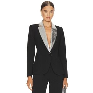 L' AGENCE Clementine Sequin Lapel Ponte Blazer